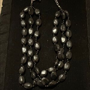 Elegant Black 3 String Beaded Necklace